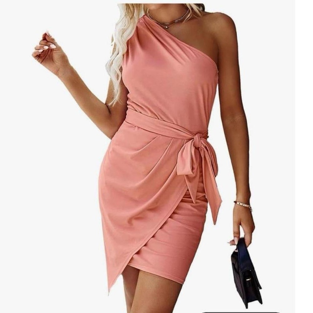 PRETTYGARDEN Women's Summer One Shoulder Mini Short Dress Irregular Hem